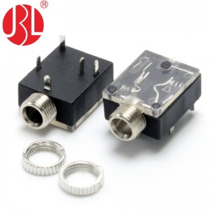 Stereo Jack 3.5mm 3Pin 5Pin DIP Right Angle DC12V 1A Audio Jack with Thread PJ-324M