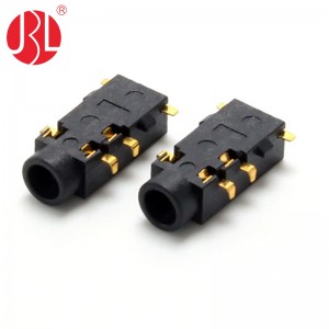 PJ-381C Conector de telefone de montagem intermediária SMT através do orifício em ângulo reto