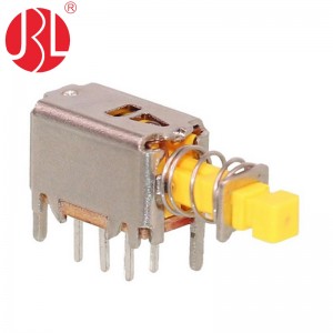 PS-22E05 Push Button Switch DPDT Through Hole Right Angle