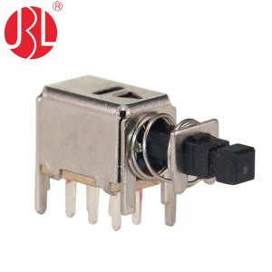 PS-22F02 DPDT Horizontal Push Button Switch Non Lock Switch Through Hole DC30V 0.3A