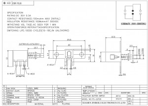 PS-22F26 Interrupteur à bouton-poussoir à montage sur panneau horizontal Cosse à souder Trou traversant DIP Angle droit DC30V 0.3A