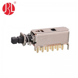 PS-42F08 4PDT Push Button Switch Through Hole Right Angle