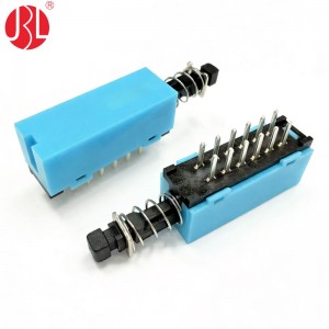 PS-909L-42 4P2T Push Button Switch Through Hole Right Angle