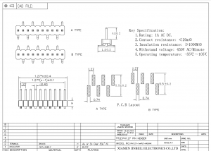 Single Row Pin Header 1.27mm Pitch Surface Mount Vertical