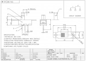 Interrupteur à glissière SS-12F30 SPDT DIP trou traversant horizontal