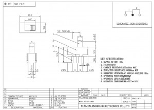 Interruptor deslizante SS-12F45 SPDT DIP através do orifício PC horizontal