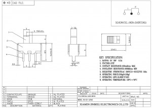 Chave deslizante SS-12F46 SPDT DIP através do orifício vertical PC pino