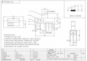 SS-13E05 SP3T Interrupteur à glissière DIP Through Hole Horizontal PC Pin