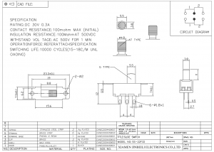 SS-22F32 Panel Mount Slide Switch DPDT Solder Terminals