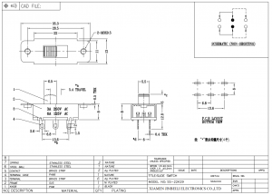 SS-22K29 DPDT Slide Switch DIP Through Hole Horizontal Solder Lug