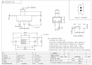 Interrupteur à glissière SS-22L03 DPDT 2P2T DIP trou traversant broche PC horizontale