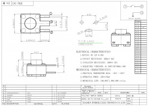 TC-00104B 6 mm * 6 mm Tastschalter 3-polig SPST-Schließer, von oben betätigtes Durchgangsloch, rechtwinklig DIP
