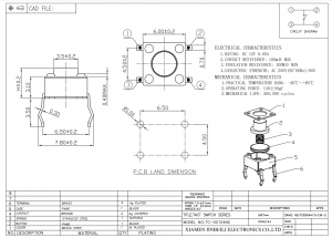 TC-00104NC Interruptor Tátil Normalmente Fechado 6*6 Através do Orifício