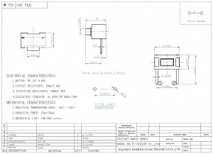 TC-00303B 6,00 mm x 3,50 mm Tastschalter DC 12 V 0,05 A Durchsteckmontage, rechtwinkliger DIP-Typ