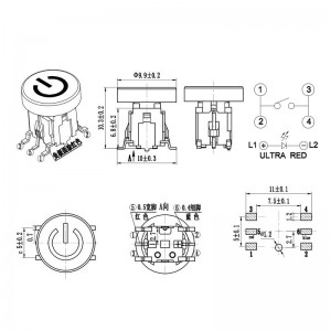 TD01-107S Custom Illuminated Tact Switch Round Button SMT