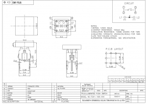 Custom TD01-108-XXX Illuminated Tactile Switch Through Hole Square Button