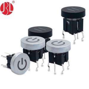 TD03-1010L 6*6 interruptor de tato iluminado com tampa redonda SPST-NO com orifício de passagem superior