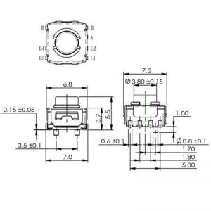TP618JML IP67 wasserdichter beleuchteter LED-Tastschalter SMD DC12V 50mA Mehrere LED-Optionen für Audiogeräte