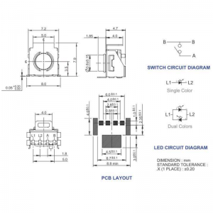 TP618RML IP67 wasserdichter beleuchteter LED-Tastschalter SMD DC12V 50mA Tastschalter mit mehreren LED-Optionen