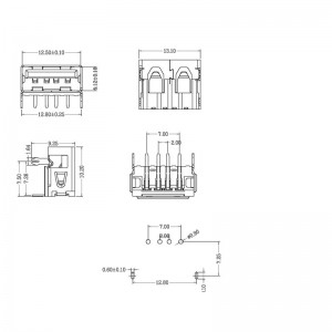 USB 2.0 Type A 4Pos DIP Angle Droit
