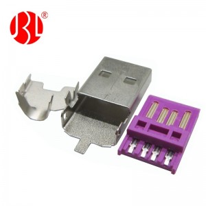 Conector USB A 2.0 macho 4 pinos de suspensão livre