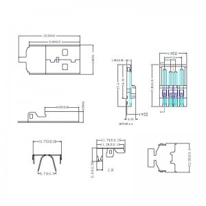 Conector USB A 2.0 macho 4 pinos de suspensão livre