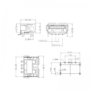 USB 2.0 Type A Connector 4Pos SMD