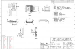 USB-20C-F-01J08 Straddle Mount USB Type C 2.0 Female Connector 16 Position