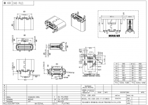 USB-20C-F-01SM03 USB Type C Receptacle 16 Position SMT Vertical