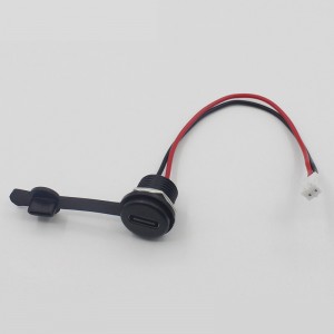 USB-20C-F-02HL142 M12 Thread Panel Mount USB Type C Jack Extension Cable