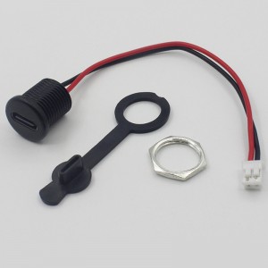 USB-20C-F-02HL142 M12 Thread Panel Mount USB Type C Jack Extension Cable