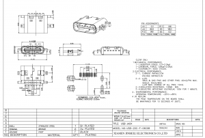 USB-20C-F-06C08 Mid Mount USB tipo C SMD Offset 0,8 mm