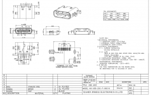 USB-20C-F-06C16 Mid Mount USB tipo C 6P Offset 1,6 mm