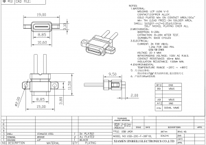USB-20C-F-06F10L Parafuso Montagem em Painel USB Tipo C Conector Fêmea