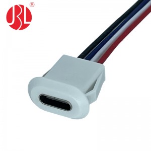 USB-20C-F-06F12L-4P Snap In Panel Mount USB Type C Jack Cable 4 Wires