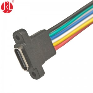 USB-20C-F-06F159L Waterproof Screw Lock USB Type C Female Connector Panel Mount