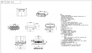 USB-20C-F-06SM03H6.5 USB tipo C 6 posições SMT vertical através do orifício