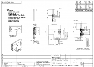 USB-20C-F-14CDH Upright Style USB Type C 14 Position DIP