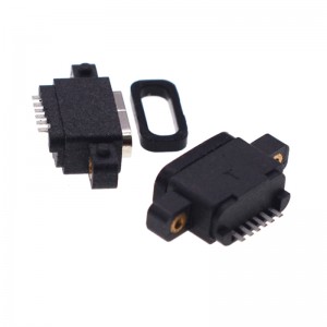 USB-20C-F-X706 IP67 Waterproof USB Type C 6Pin SMD with Screw USB C 6P Socket