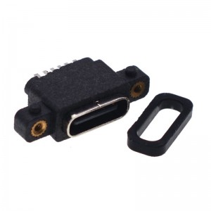 USB-20C-F-X706 IP67 Waterproof USB Type C 6Pin SMD with Screw USB C 6P Socket