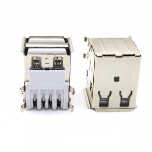 USB-2A-RK11-D USB 2.0 Type A Stack 2 Ports 8Pin DIP Connecteur empilé USB à angle droit