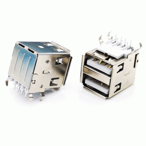 USB-2A-RK11-D USB 2.0 Type A Stack 2 Ports 8Pin DIP Connecteur empilé USB à angle droit