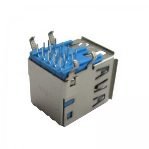 USB-2A-RL10-3 Stacked USB 3.0 ype A Through Hole Right Anlge