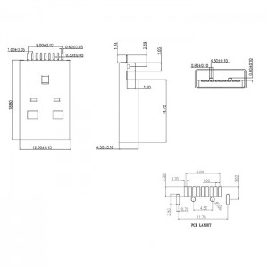 USB 3.0 Type A Plug Surface Mount Right Angle
