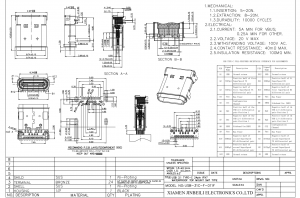 USB-31C-F-011F IP67 étanche USB Type C 24 positions SMD