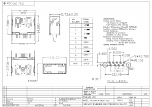 USB-A-SA00-3.0D USB 3.0 Type A 9Pin DIP Vertical Receptacle Connector USB A