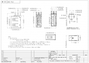 USB-A-CA00-D Droit USB A Type 4Pin Prise Connecteur DIP Angle Droit