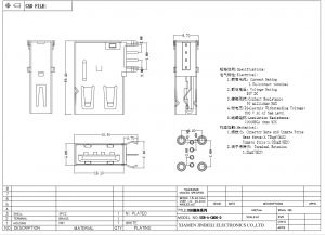 USB-A-CM00-D USB A 2.0 Female Connector Upright DIP Right Angle