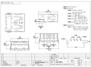 Connecteur femelle USB Type A 2.0 à mi-montage DIP à angle droit
