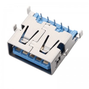 USB-A-RC30-D Mid Mount USB 3.0 Type A Jack Through Hole Right Angle